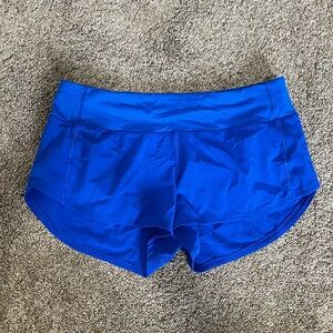 Bright blue Lululemon speed up shorts